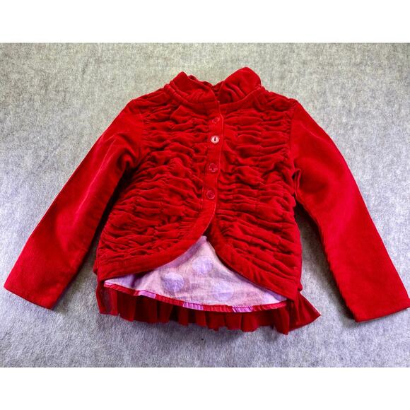 Mustard Pie Red Corduroy Ruffle Button Up Jacket Size 2T - Picture 1 of 5